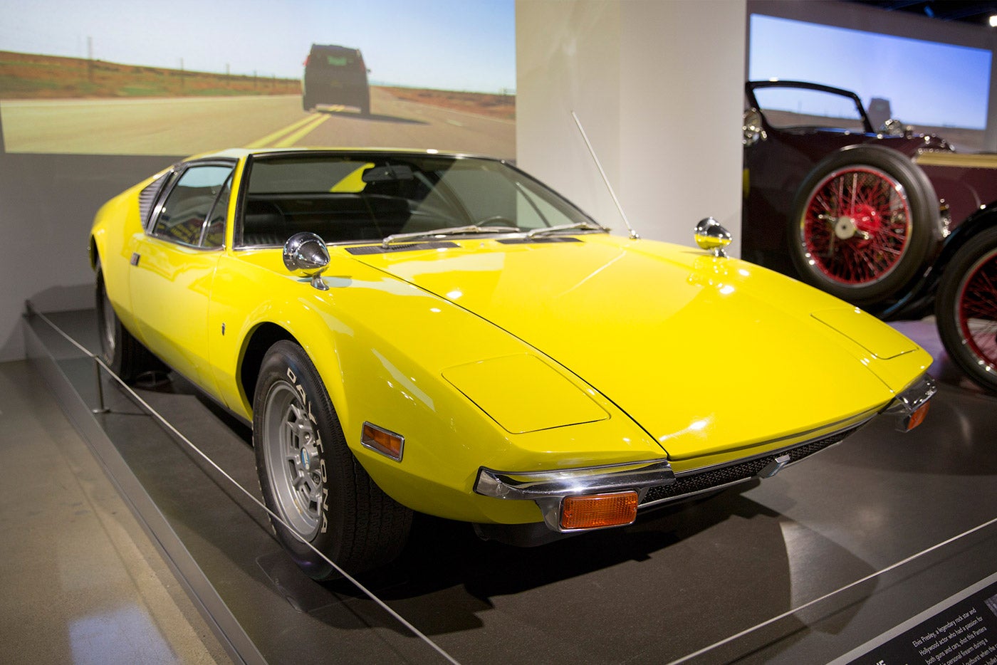 <strong>1971 De Tomaso Pantera</strong>: This Italian-American exotic belonged to Elvis Presley, who once hopped in the driver’s seat hoping peel out in a dramatic exit. Instead, the engine stalled, Elvis took out his revolver, and shot it three times.