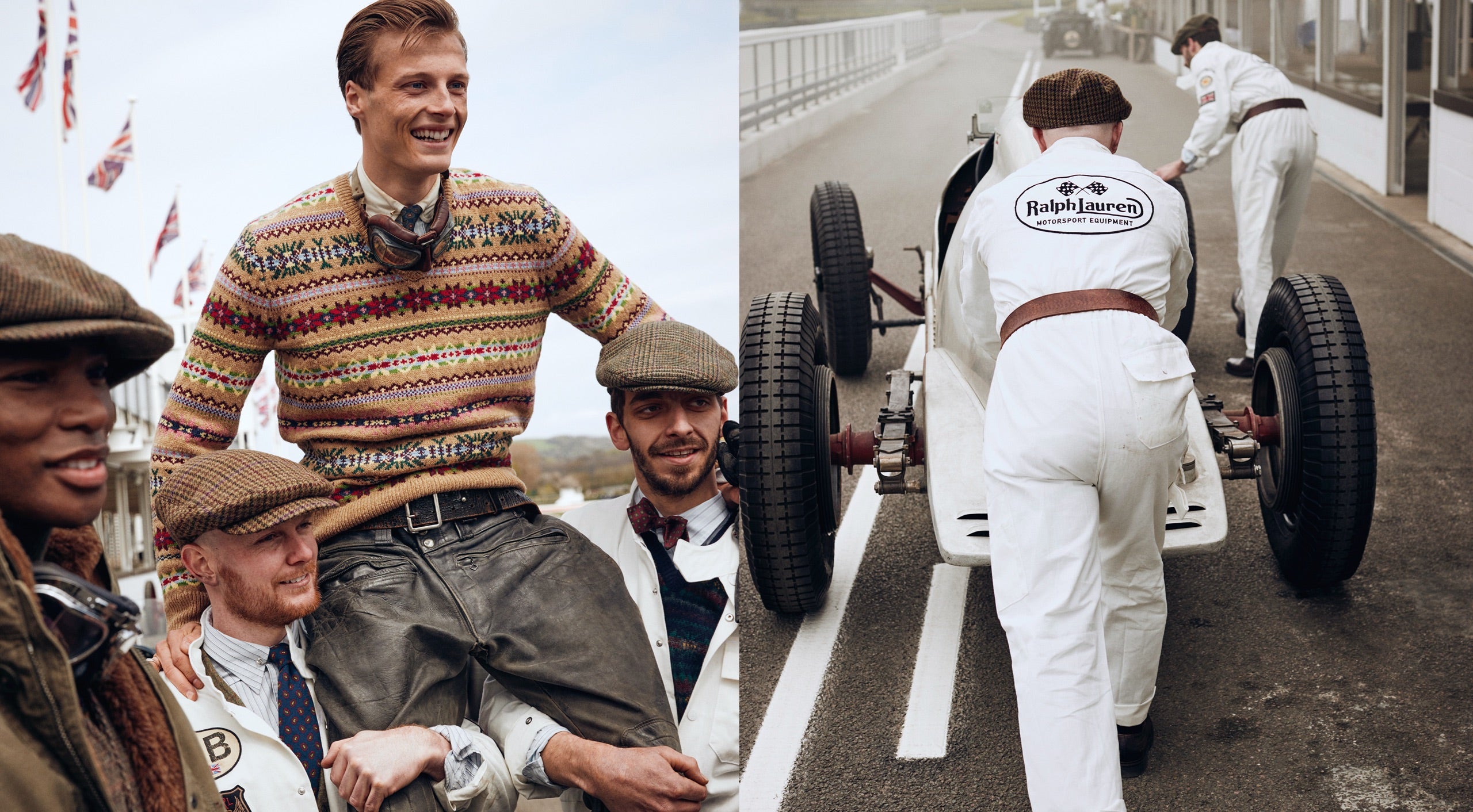 <strong>NA PISTA</strong><br/><span>Esta temporada de Polo Originals, inspirada na &eacute;poca de ouro das corridas de autom&oacute;veis de Grande Pr&eacute;mio, foi fotografada no Aut&oacute;dromo de Goodwood, situado em West Sussex, na propriedade de Goodwood, com cerca de 12 000 acres. Desde ent&atilde;o, o Aut&oacute;dromo tornou-se conhecido por acolher uma s&eacute;rie de eventos de desporto motorizados de prest&iacute;gio, incluindo o famoso Festival of Speed and Revival.</span> <br/><rlmag_link href="https://www.ralphlauren.pt/pt/search?cgid=brands-prl-tough-and-refined-cg"><button class="shop-collection">COMPRAR A COLE&Ccedil;&Atilde;O</button></rlmag_link>