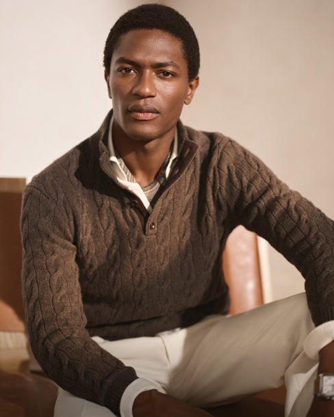 Cable-Knit Cashmere Mockneck Jumper