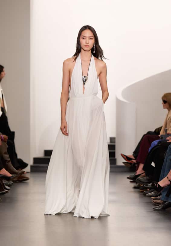 A look from Ralph Lauren’s Fall 2025 runway show shown on model.
