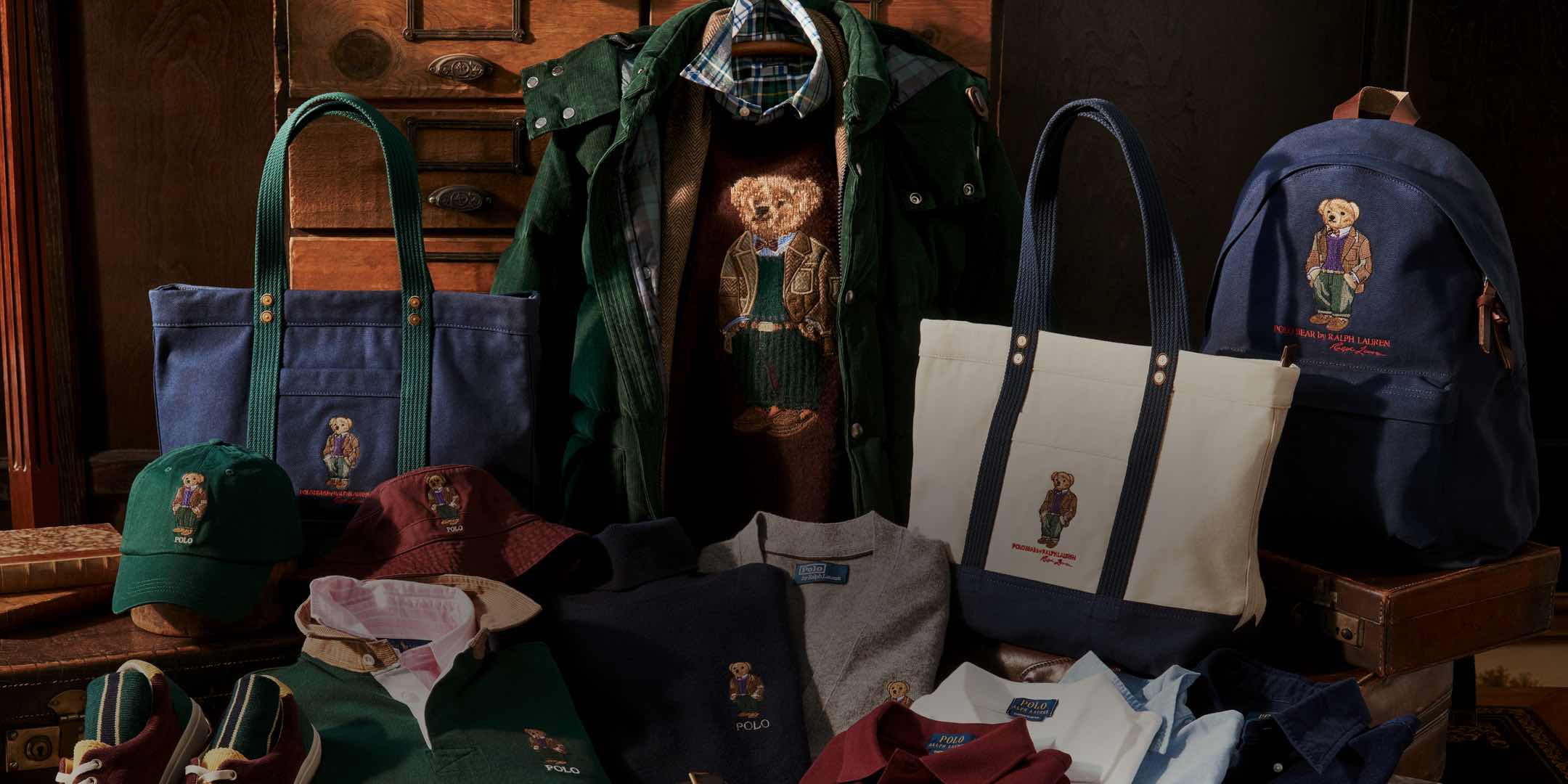 Apparel and accessories featuring the Polo Bear.