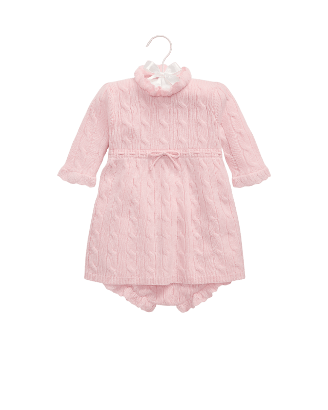 Vestido de malha trançada e tapa-fraldas