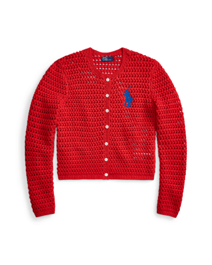 Cardigan de algodão em croché Big Pony