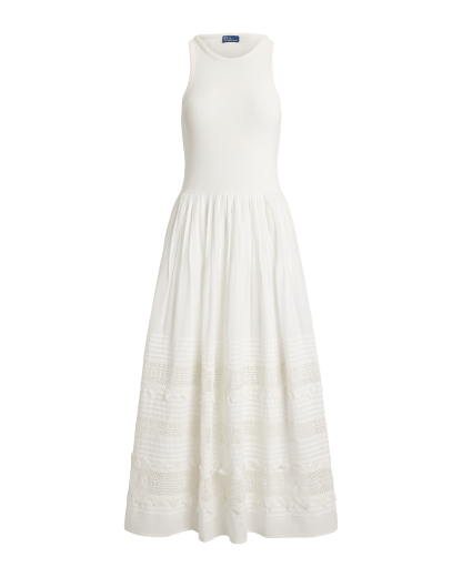 Vestido sem mangas com renda