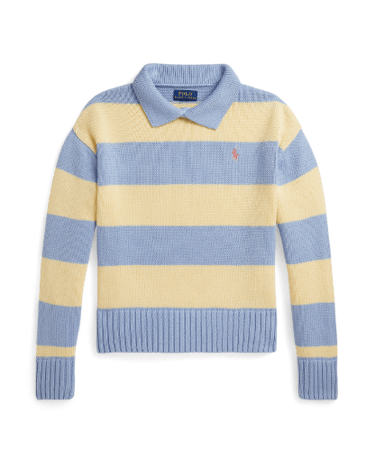 Camisola Polo de algodão às riscas