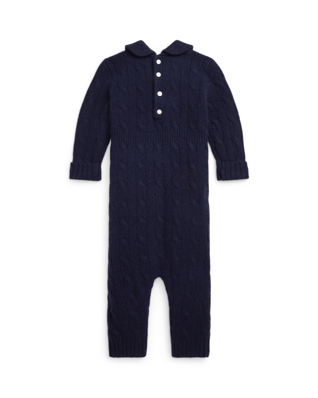 Babygrow em caxemira e malha trançada