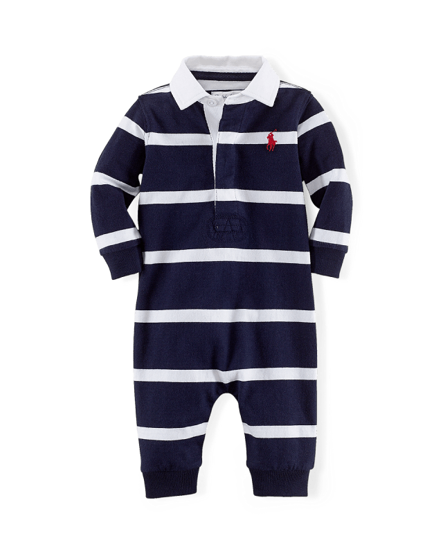 Babygrow estilo rugby em algodão, riscas