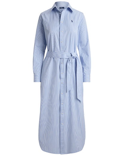 Vestido camiseiro em algodão com cinto