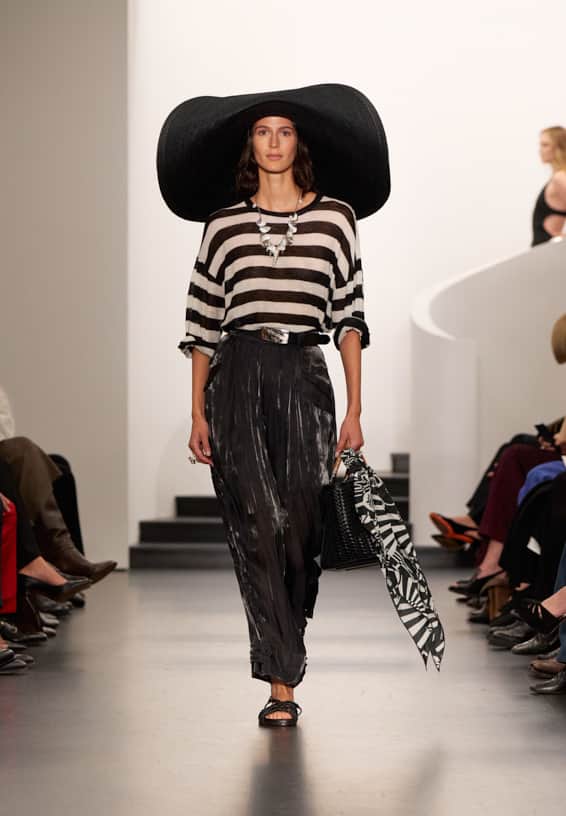 A look from Ralph Lauren’s Fall 2025 runway show shown on model.