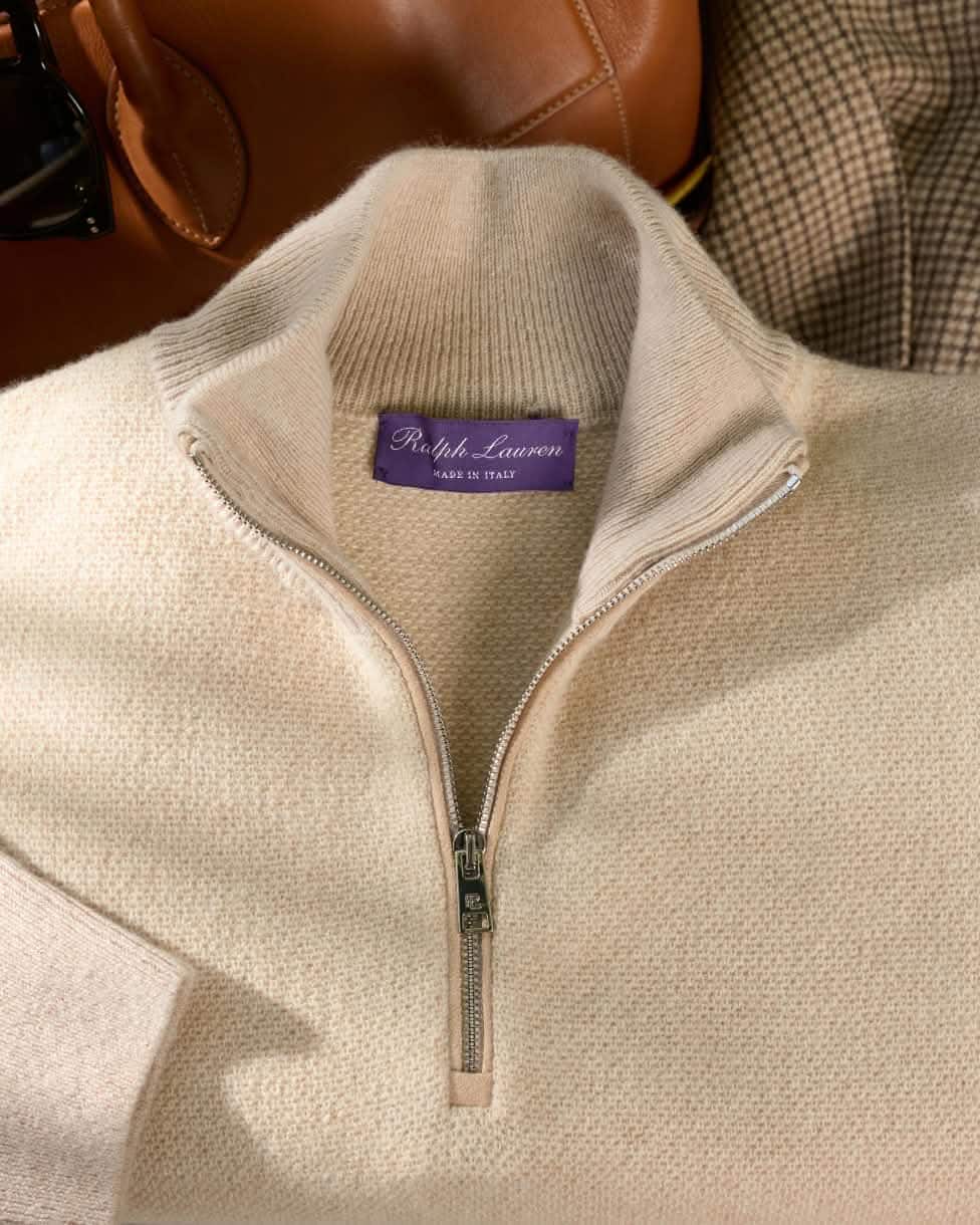 Camisola de caxemira com fecho-éclair