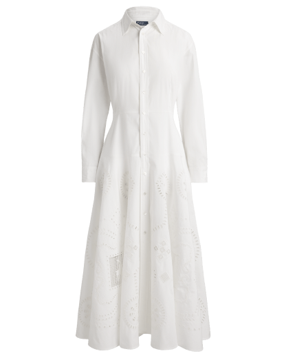 Vestido camiseiro com ilhós em algodão