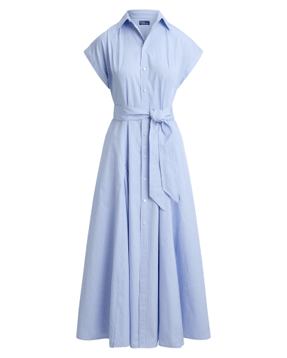 Vestido camiseiro em algodão com cinto