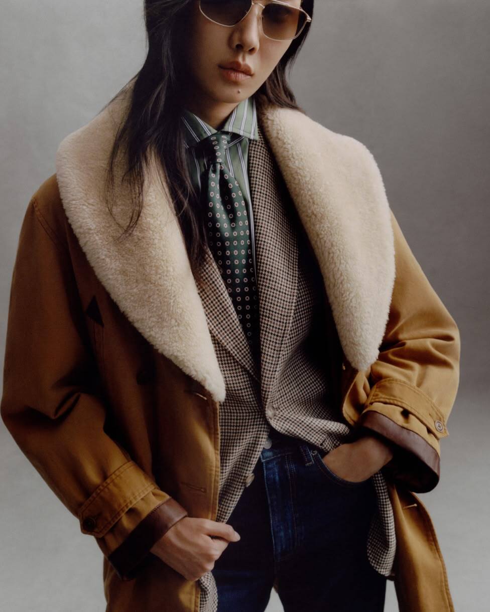 Blazer em tweed de linho axadrezado